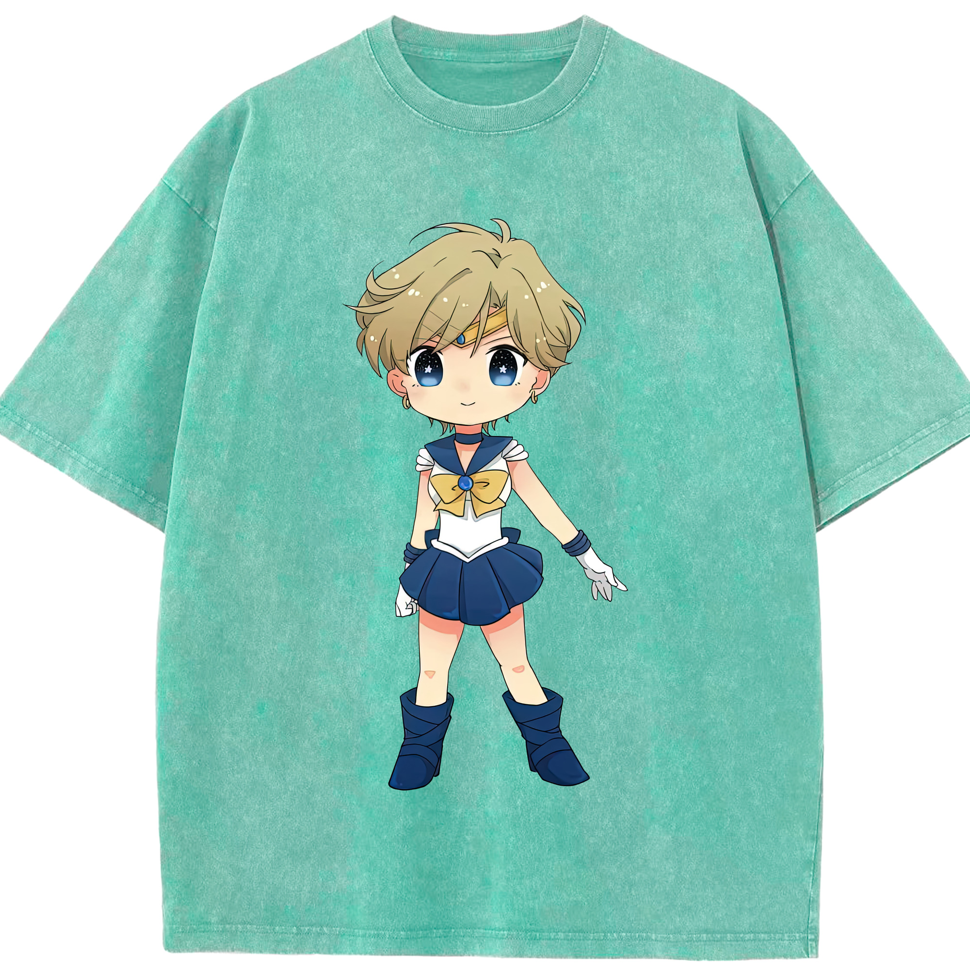 （画像用） 美少女戦士セーラームーン 天王はるか Sailor Moon Tenoh Haruka 綿100% ヴィンテージ風 半袖Tシャツ（フロントプリント）